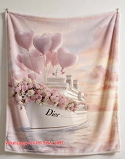 Dior Pink Cruise Flannel Blanket Throw Sofa Decor D106